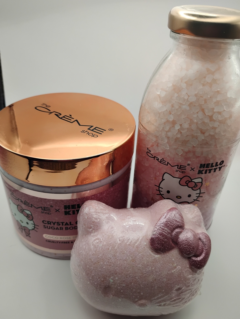 The Crème Shop x Hello Kitty Pink Bath Soak & Sugar Scrub Trio